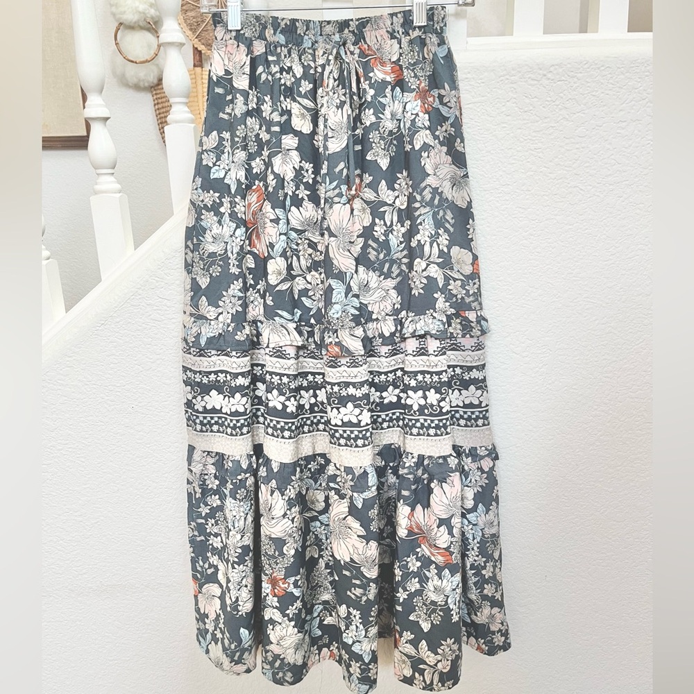 Floral Tiered Maxi Skirt